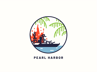 Pearl Harbor art design disaster flat icon illustration poster print ui vector war web