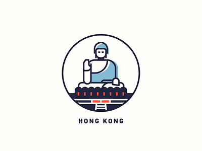 Hong Kong art buddha city design flat hong kong icon illustration logo ui vector web