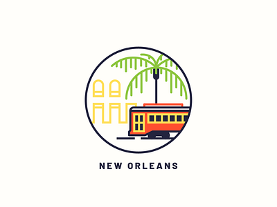 New Orleans art design icon illustration new orleans new york city palm print tram vector web