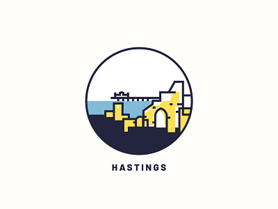 Hastings art castle city city illustration design hastings illustration illustration art pier print vector