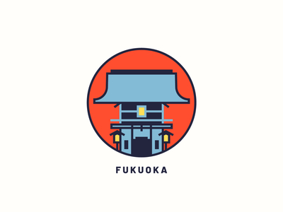 Fukuoka art city city branding city illustration design fukuoka icon illustration logo print vector