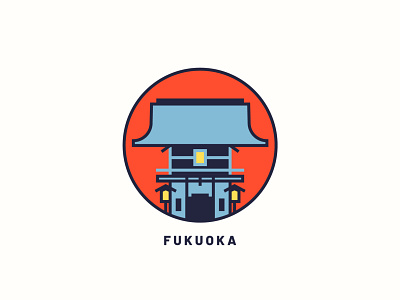 Fukuoka art city city branding city illustration design fukuoka icon illustration logo print vector