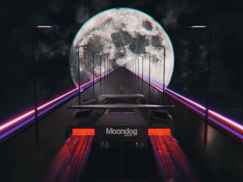 Moondog art car cinema4d dog future moon render synthwave