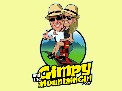 Gimpy and the mountain girl branding caricature design character design design graphic design illustration logo logo design mascot design modern logo vector