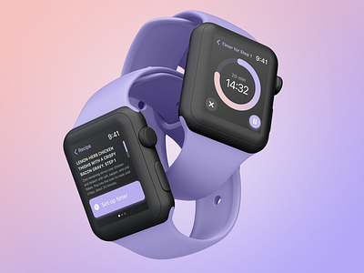 Daily UI. Cooking Mode + Timer in Recipe app for Apple Watch