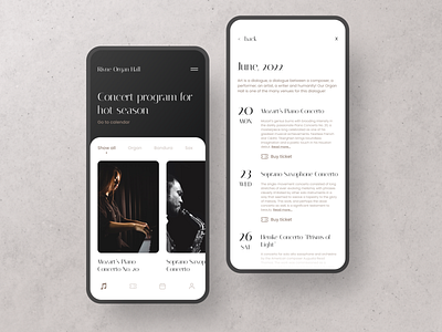 Daily UI Challenge. Concert hall app concept