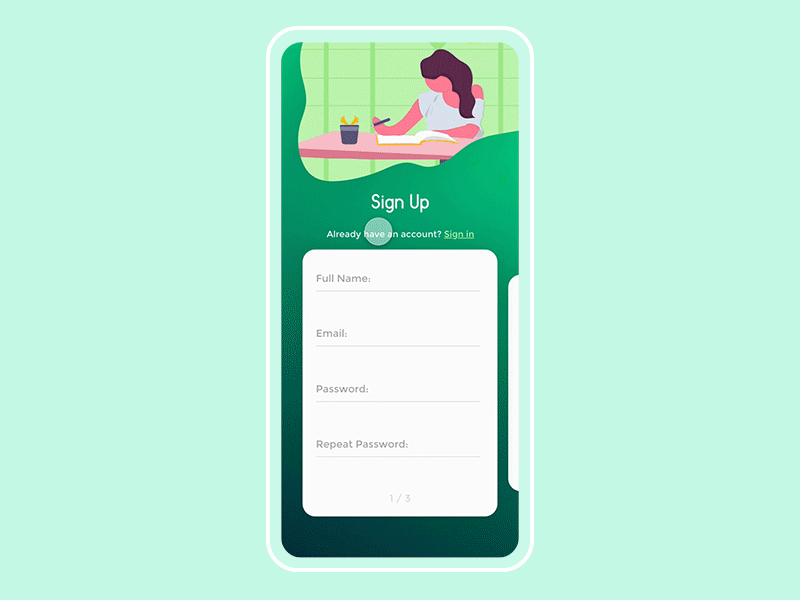 Sign Up Screen - Daily UI animation app daily ui daily ui 001 design digital digital design interaction login login form mobile mobile app smartphone ui user interface ux