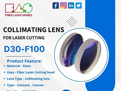 Collimating lens for laser cutting(D30-100) collimatinglensforlasercutting d30f125collimatinglens fiber laser spare parts supplier fiberlaser fiberlaserspares laser machine spare parts laserconsumables lasercutting lasermachineparts laserpartsonline metalindustry