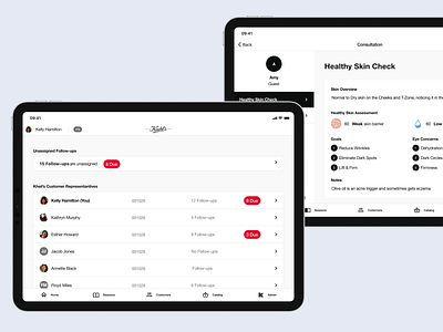 Khiel's Associate App beauty dashboard ipad ux