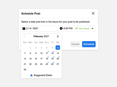 Schedule Posts for Facebook calendar datepicker modal social ux