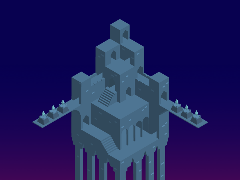 A Journey of a Professional Gamer illustration isometric castle