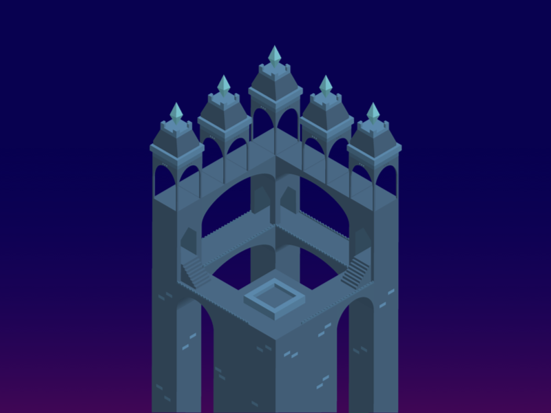 A Journey of a Professional Gamer illustration isometric castle
