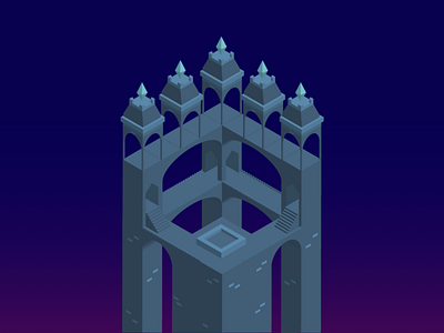 A Journey of a Professional Gamer castle illustration isometric