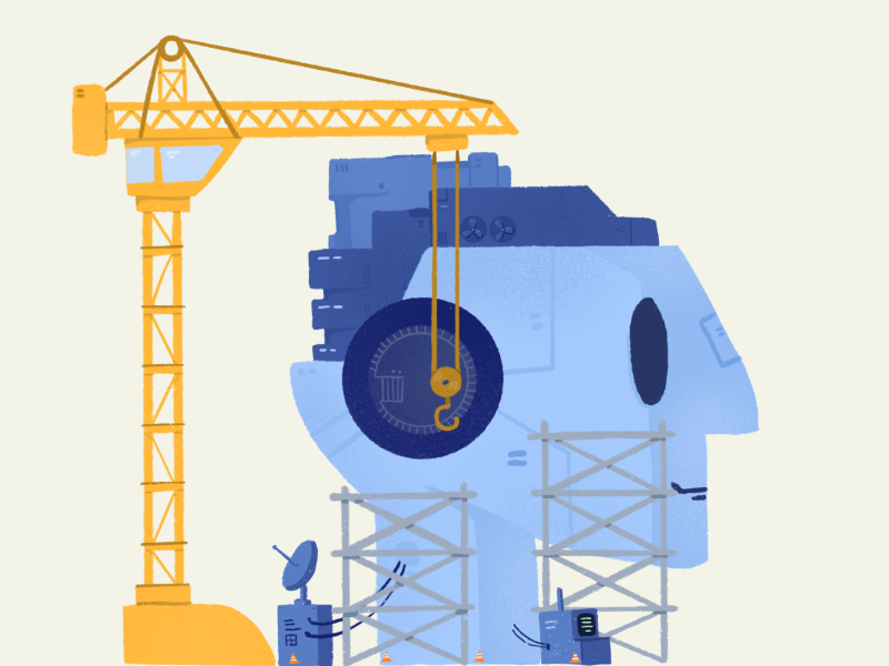 Rebuilding AI artificial intelligence crane bot construction robot ai
