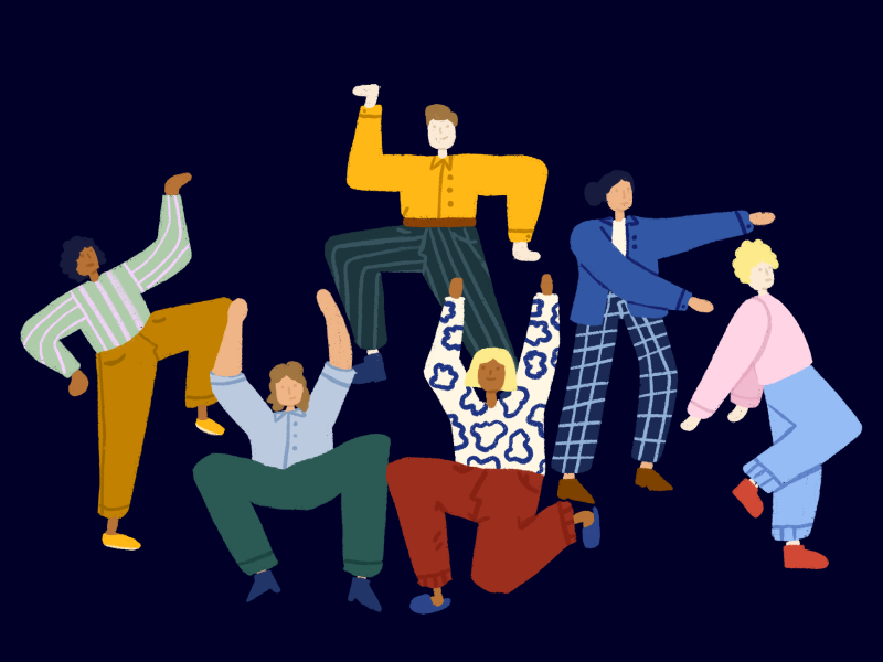 Dancing Customers character concept character illustration customer team dancing dance