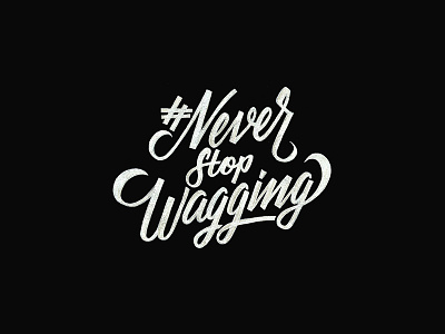 Never Stop Wagging Calligraphy brush pen brush script calligraphy canines dogs never stop tagline typography wagging
