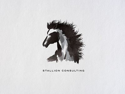 Stallion Consulting Logo asian black brush painting consulting horse ink leadership paint power stallion strength