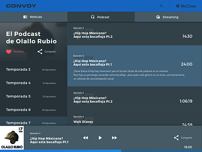 Convoy Player music player podcast ui user interface