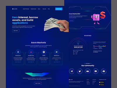 NFT AAVE landing page redesign 3d app branding crypto dailyui design flat illustrator landing page lettering minimal mobile nft nft aave landing page redesign typography ui ux vector web website