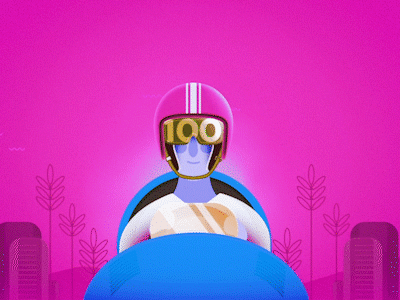 Racing! 2d after after effects animation car dribbble effects gif graphics helmet illustration motion pink racing stroke