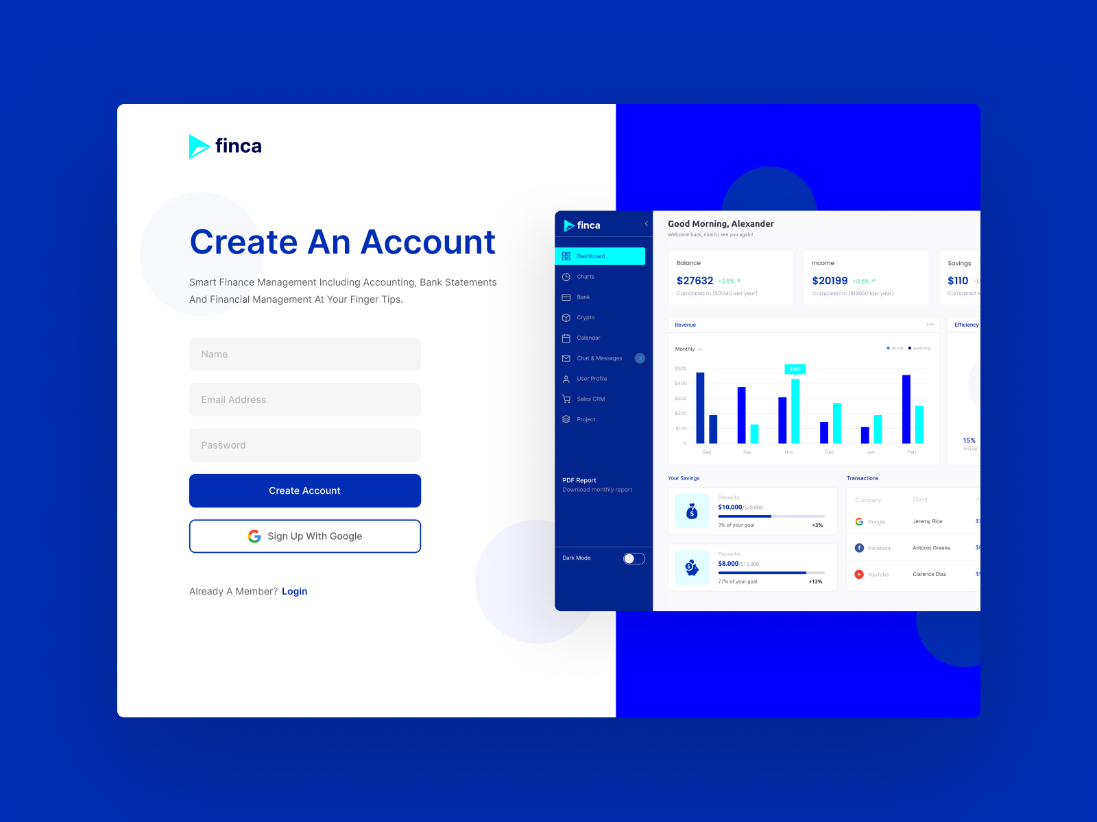 Finance Startup Sign Up UI UX Page | Finca by Muhammad Abu Huraira on ...