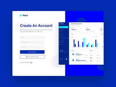 Finance Startup Sign Up UI UX Page | Finca