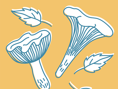 Mushrooms botanical illustration vector wacom