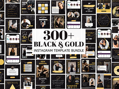 Black and Gold Instagram Template Bundle blogger template branding branding kit branding template coaching template design graphic design instagram post template instagram template luxury template pack social media bundle social media template