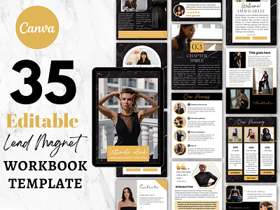 35 Black & Golden eBook Template branding branding kit branding template canva template coaching template ebook template