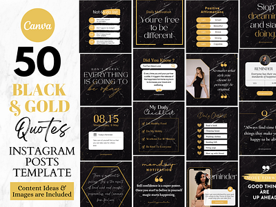 50 Black and Gold Social Media Quote Templates