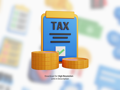 3d rendering tax register task checkbox with some coins isolated