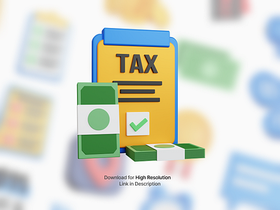 3d rendering tax register task checkbox with some paper Money is