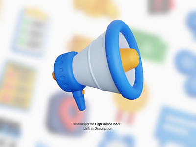 blue megaphone isolated 3d rendering illustration