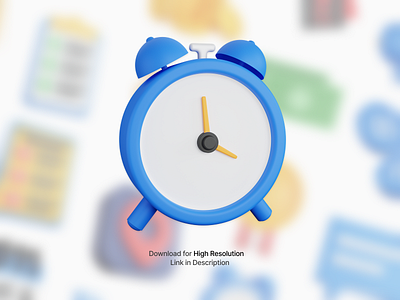 blue alarm clock isolated 3d rendering illustration
