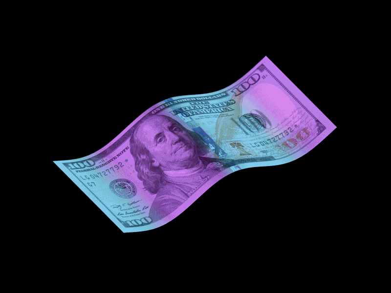 One Hundred Dollar Bill 3d 3d animation bump cash cinema4d gradient illustration materials money neon normal