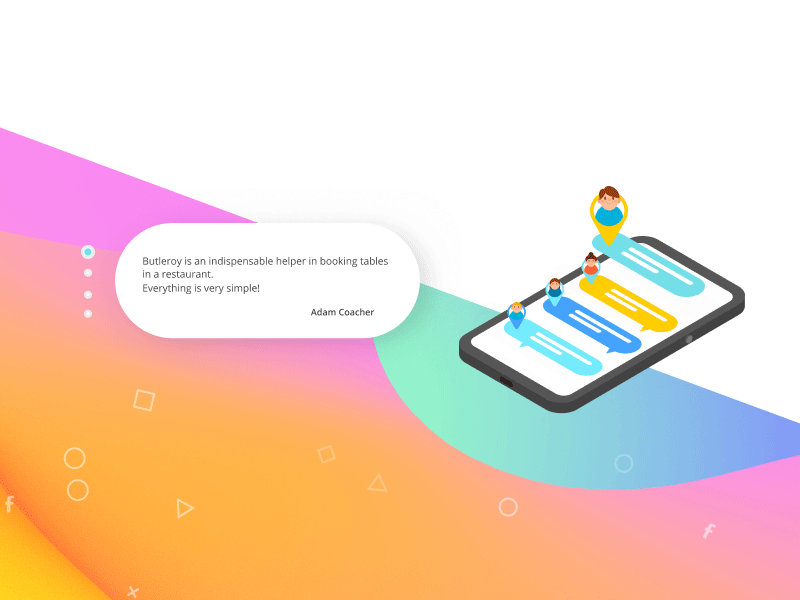 Testimonials. Chat-Bot Butleroy animation bot butleroy chat chatbot graphic illustration ui ux visual web