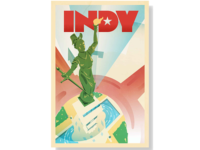 Dribbble Weekly Warmup - City Poster adobe circle city design dribbble graphic design illustration illustrator indianapolis indy monument monument circle naptown poster statue weekly warmup