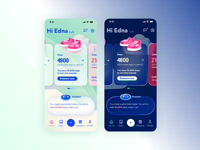 BodyBot Health App Concept - Light vs Dark Theme