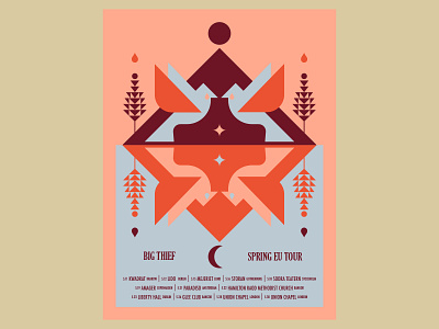 Big Thief Poster band big thief birds colorful colorism fleeting geometric gig poster introspection mirror mountains music pastels reflection satisfying symmetry