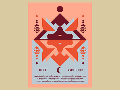 Big Thief Poster band big thief birds colorful colorism fleeting geometric gig poster introspection mirror mountains music pastels reflection satisfying symmetry