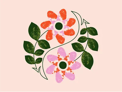 Yin-Yang Flowers colorful connected floral flowers fun happy illustration plants pychedelic satisfying spring summer symmetrical textured yin and yang yinyang