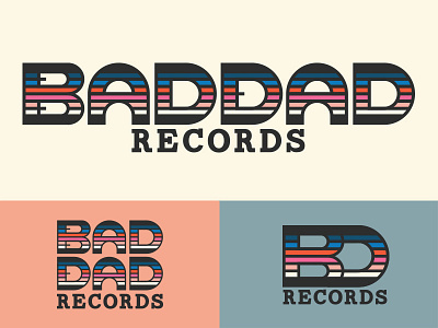 Bad Dad Records Branding 80s colorful custom letterforms logo record label records typography vintage
