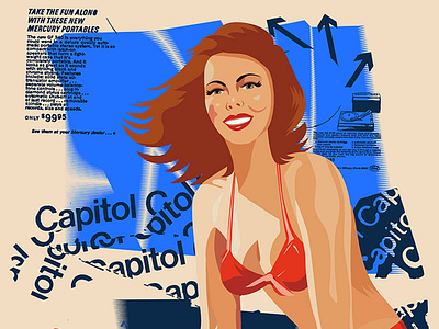 Capitol Pinup capitol records clean illustration messy pin up redhead retro typography vintage