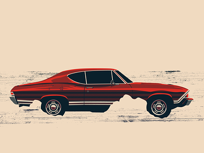 Chevelle car chevelle desert fast illustration muscle old school red slick smoke speed speeding vintage