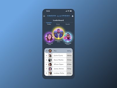 Leaderboard Screen for a Game App app branding design illustration logo ui ux