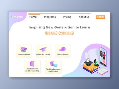 Kids e-Learning Website Concept design education elearning illustration kids ui ux website