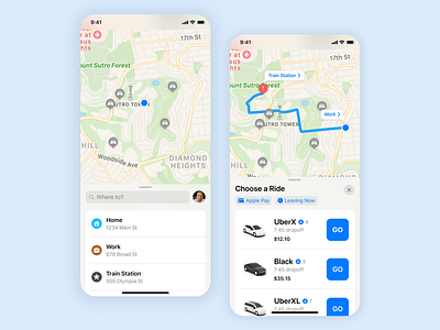 Uber Concept — Native iOS 15 UI Design apple concept ios iphone maps mobile mobile design native uber ui