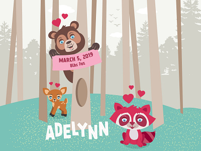 Poster baby illustratrion woodland