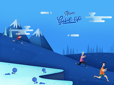 run blue design design art family forest illustration illustration art illustrator mountains runner running sport