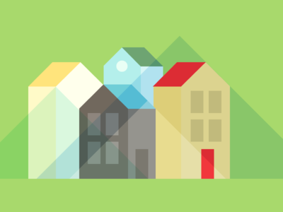 Houses blue geometry green illustration illustrator red triangles yellow